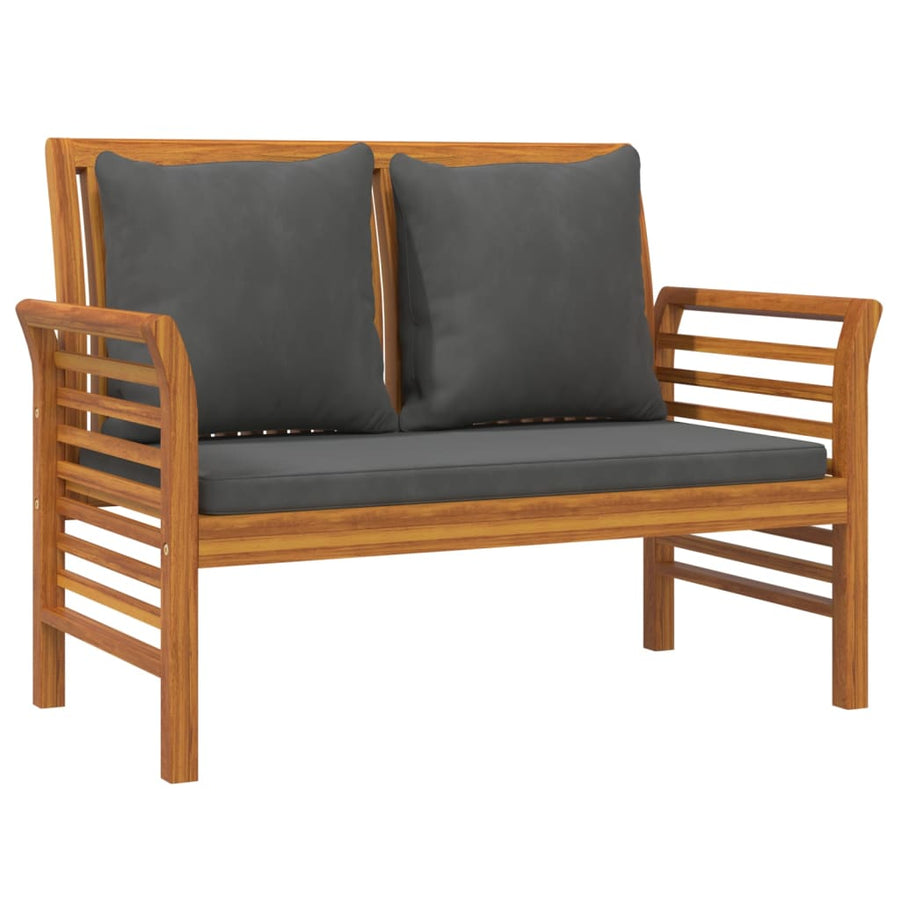 2-Delige Loungeset Met Donkergrijze Kussens Massief Hout Donkergrijs