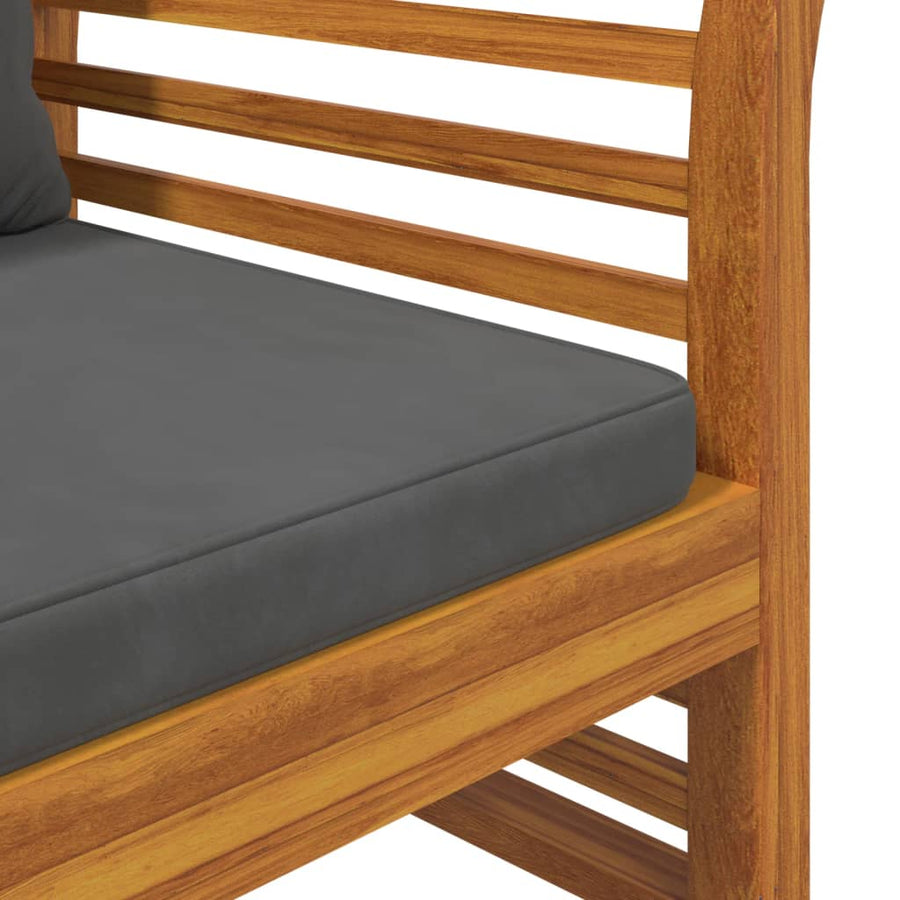 2-Delige Loungeset Met Donkergrijze Kussens Massief Hout Donkergrijs