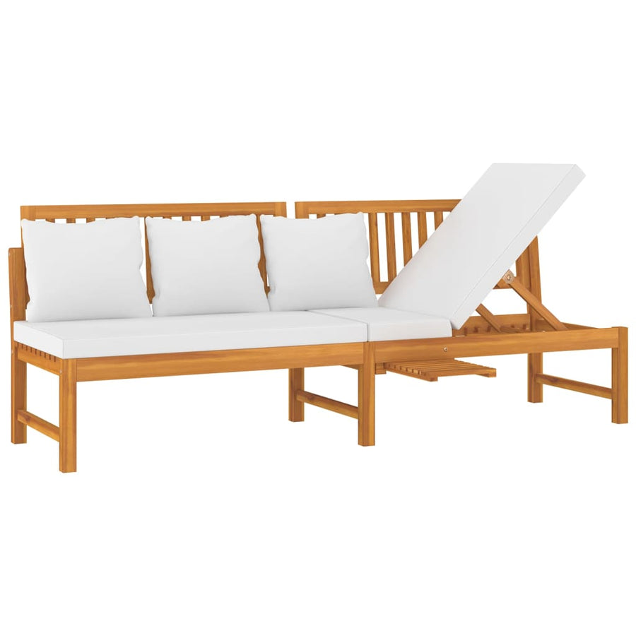 Dagbed Met Kleurig Kussen 200X60X75 Cm Massief Acaciahout crème