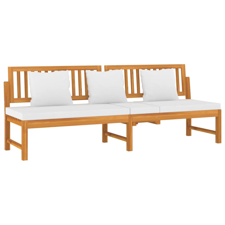 Dagbed Met Kleurig Kussen 200X60X75 Cm Massief Acaciahout crème