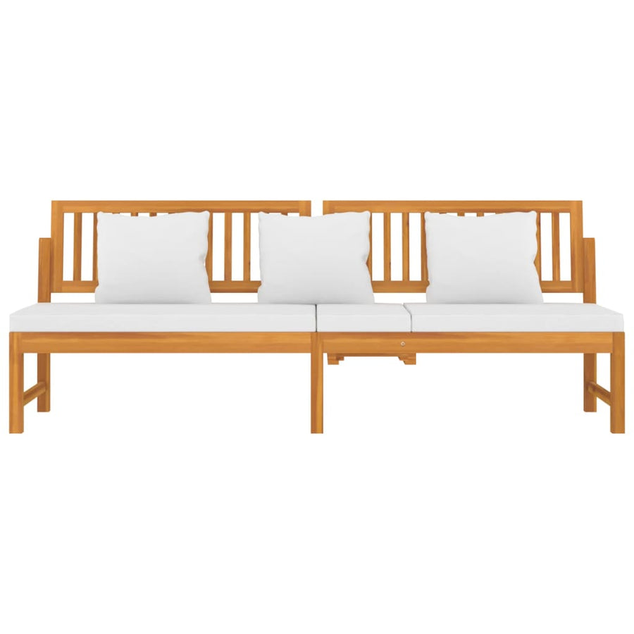 Dagbed Met Kleurig Kussen 200X60X75 Cm Massief Acaciahout crème