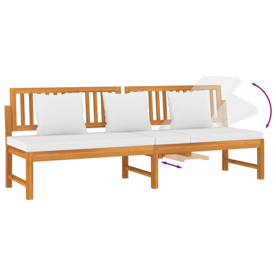 Dagbed Met Kleurig Kussen 200X60X75 Cm Massief Acaciahout crème