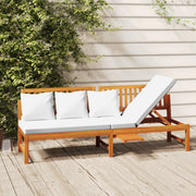 Dagbed massief acaciahout 200x60x75 cm crème kussen