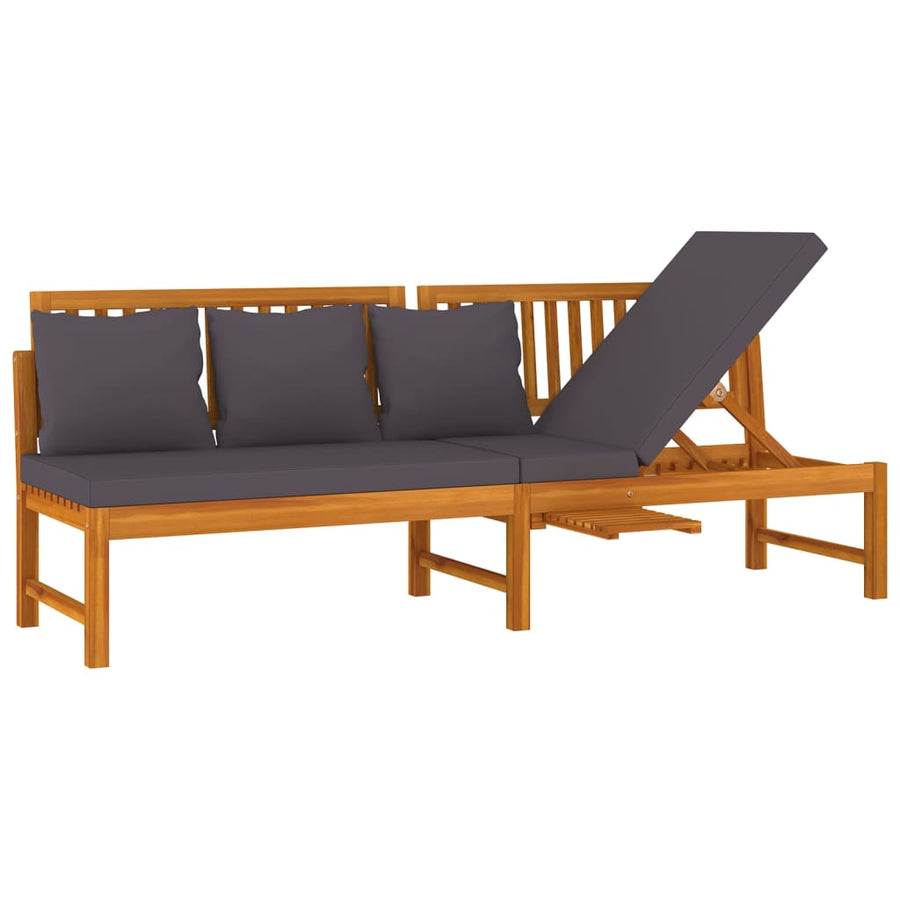 Dagbed met grijs kussen 200x60x75 cm massief acaciahout Grijs