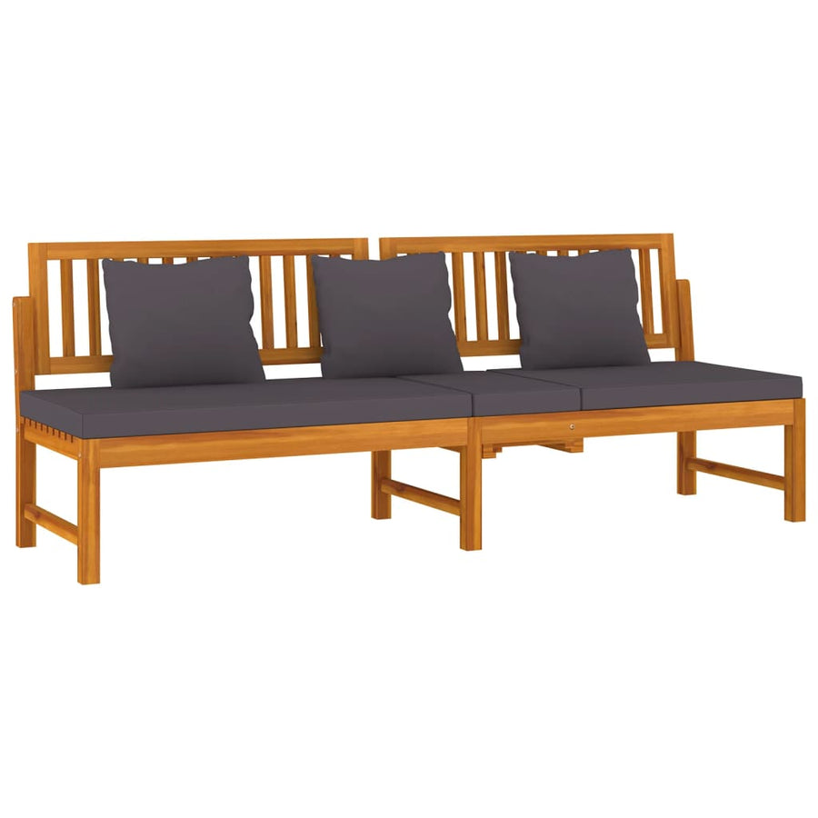 Dagbed met grijs kussen 200x60x75 cm massief acaciahout Grijs