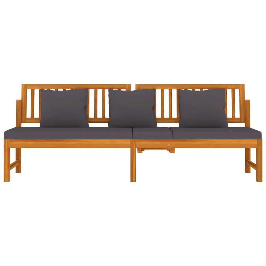 Dagbed met grijs kussen 200x60x75 cm massief acaciahout Grijs
