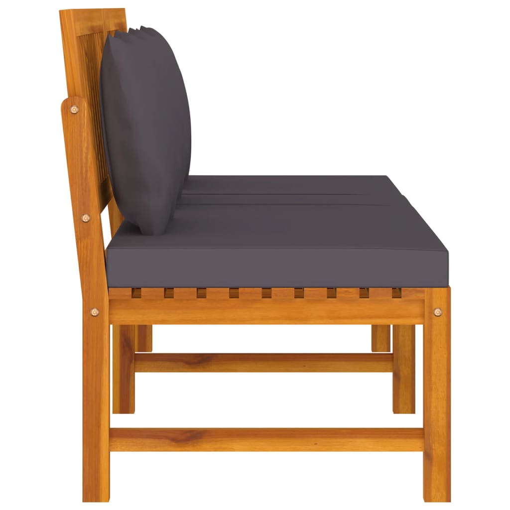 Dagbed met grijs kussen 200x60x75 cm massief acaciahout Grijs