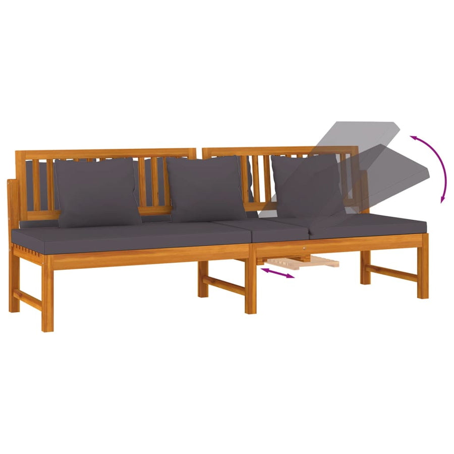 Dagbed met grijs kussen 200x60x75 cm massief acaciahout Grijs