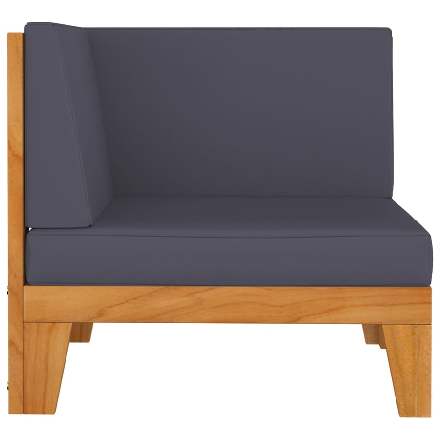 2-Delige Loungeset Met Kussens Massief Acaciahout Donkergrijs hoek + Tafel