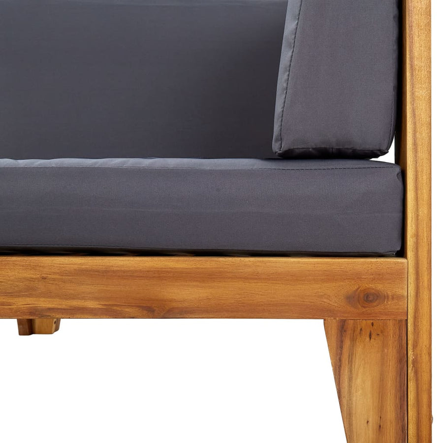 2-Delige Loungeset Met Kussens Massief Acaciahout Donkergrijs hoek + Tafel