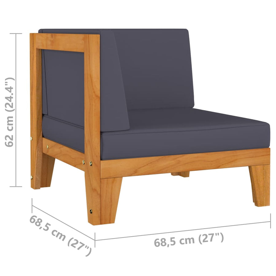 Sectioneel Met Donkergrijze Kussens Acaciahout Donkergrijs Hoekbank