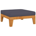 Footrest sectional with dark gray cushion acacia wood