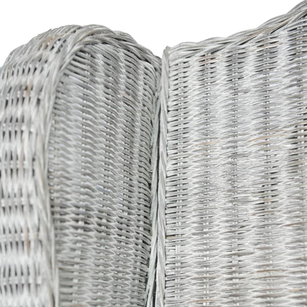 Stoel Met Kussen Natuurlijk Rattan En Linnen Grijs Fauteuil