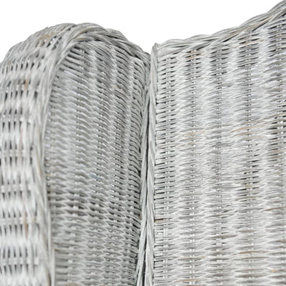 Stoel Met Kussen Natuurlijk Rattan En Linnen Grijs Fauteuil