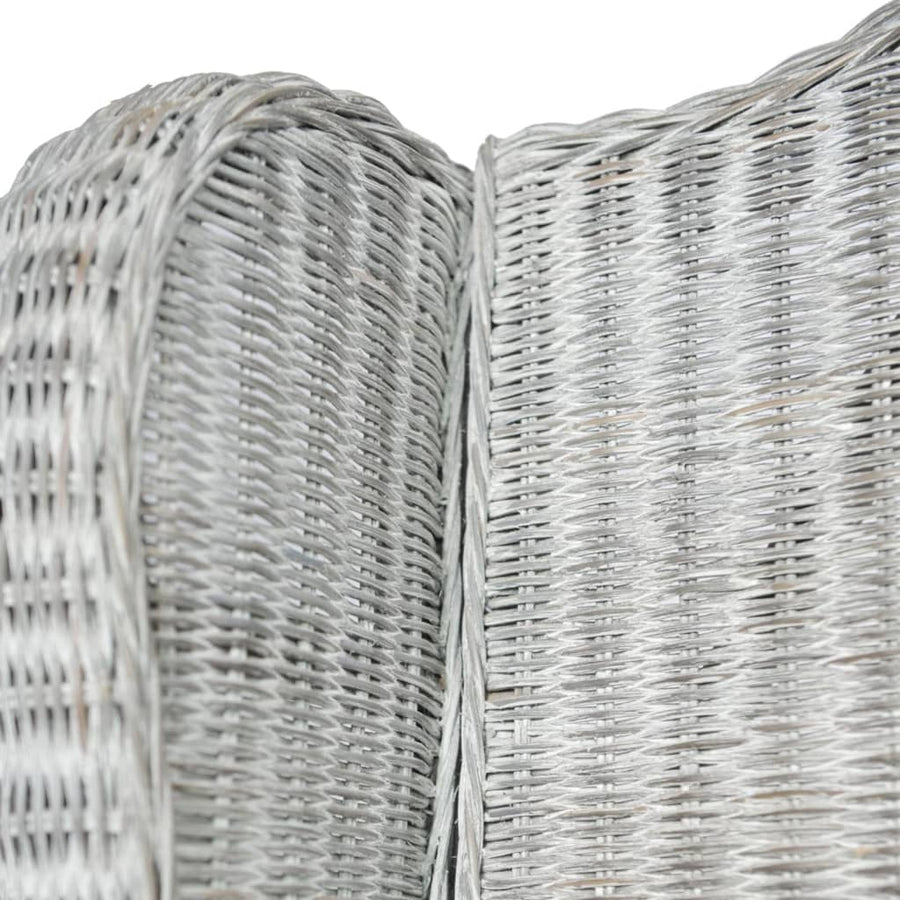 Stoel Met Kussen Natuurlijk Rattan En Linnen Grijs Fauteuil