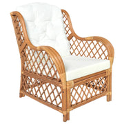Stoel met kussen 81x70x90 cm polyrattan linnen lichtbruin