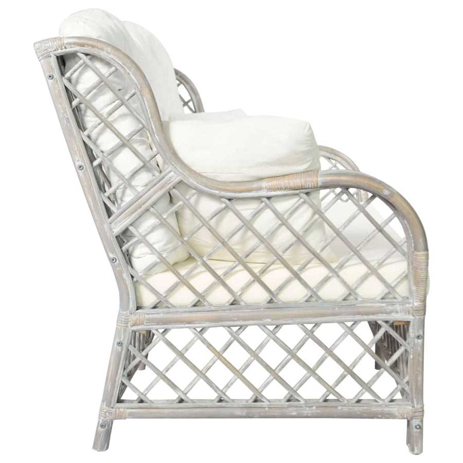 Rattan Grijs Tweezitsbank