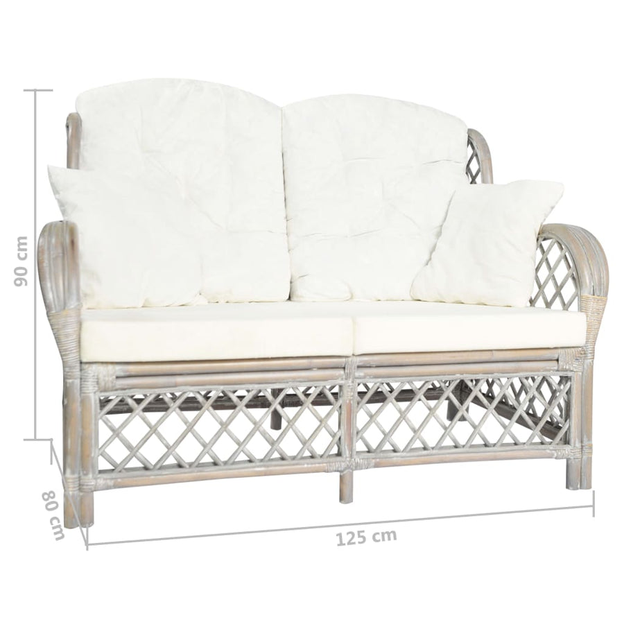 Rattan Grijs Tweezitsbank