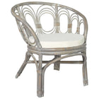 Dining chair with cushion natural Poly Rattan and linen grey