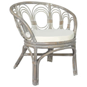 Dining chair with cushion natural Poly Rattan and linen grey