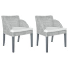 Dining chairs 2 pcs with cushions natural Poly Rattan grey