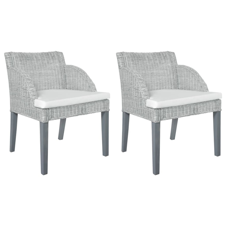 Eetkamerstoelen Met Kussens Natuurlijk Rattan 2 Grijs