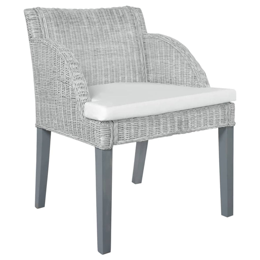 Eetkamerstoelen Met Kussens Natuurlijk Rattan 2 Grijs