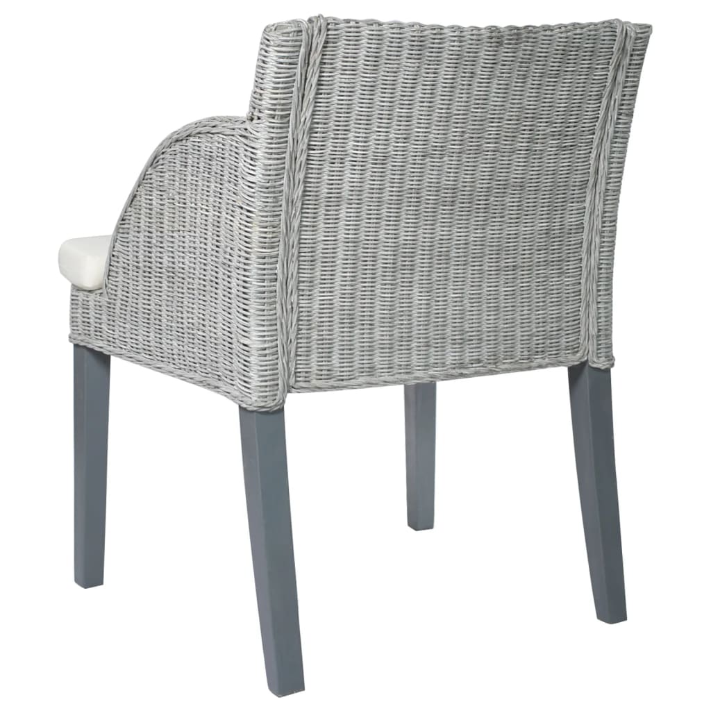 Eetkamerstoelen Met Kussens Natuurlijk Rattan 2 Grijs