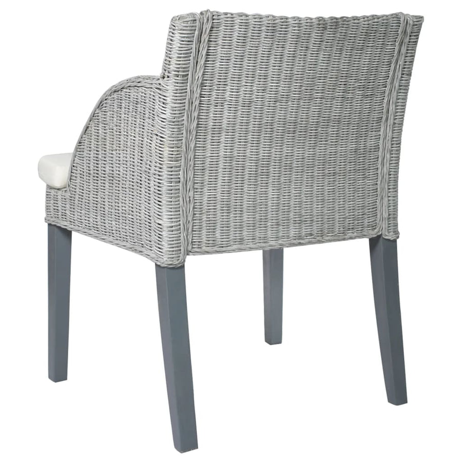 Eetkamerstoelen Met Kussens Natuurlijk Rattan 2 Grijs