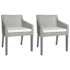 Eetkamerstoelen 2 stuks massief mangohout poly rattan grijs