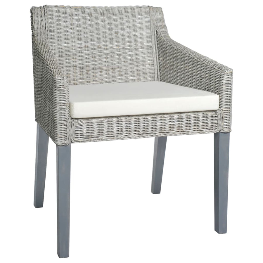 Eetkamerstoelen Met Kussens Natuurlijk Rattan 2 Grijs