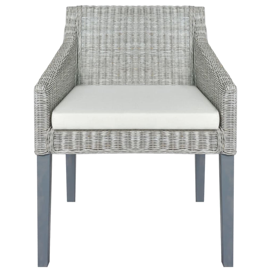Eetkamerstoelen Met Kussens Natuurlijk Rattan 2 Grijs