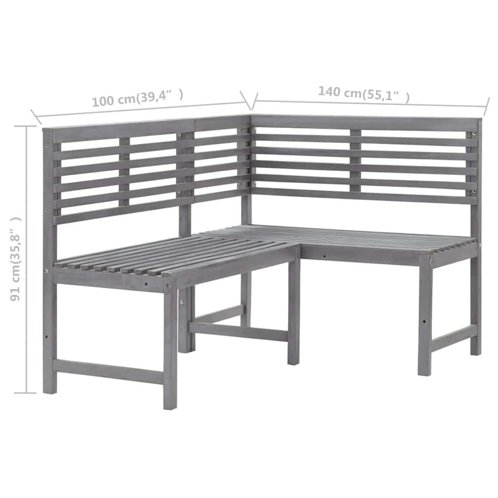 Tuinhoekbank 140 cm massief acaciahout grijs