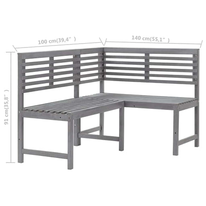Tuinhoekbank 140 cm massief acaciahout grijs