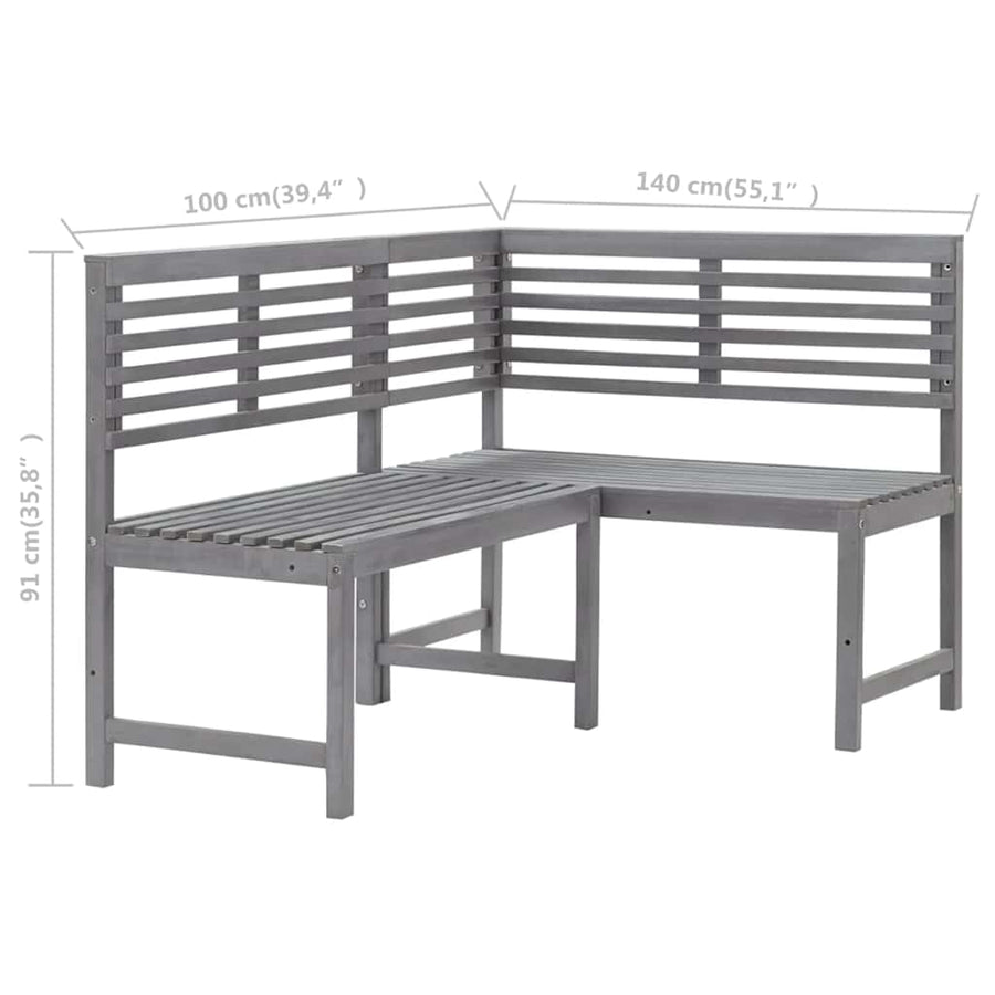 Tuinhoekbank 140 cm massief acaciahout grijs