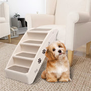 Foldable Dog Stairs 62x40x49.5 cm Cream