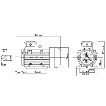 Elektromotor 3 fase 2,2 kW/3 pk 2-polig 2840 rpm aluminium 380 v 2.2 kw