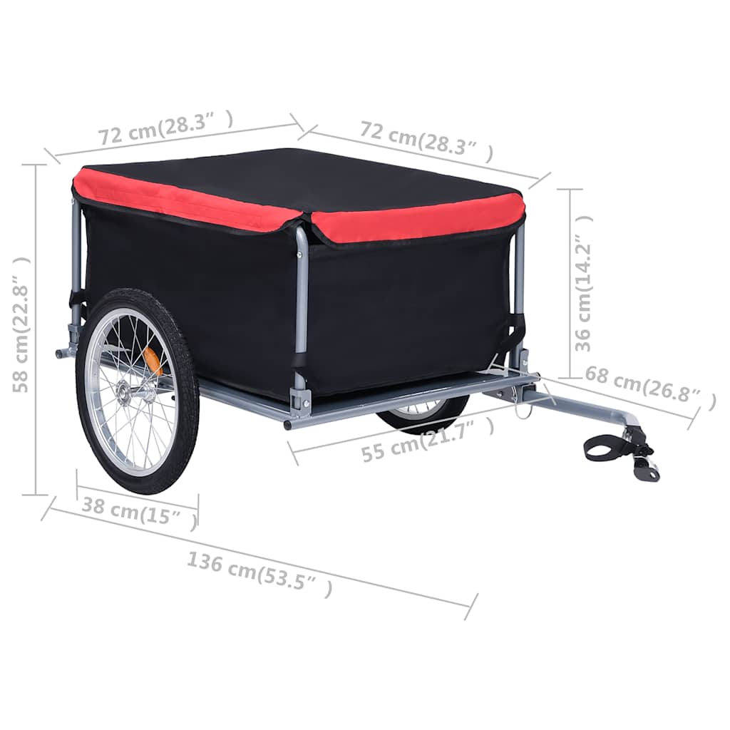 Fietstrailer 65 Kg Zwart en rood