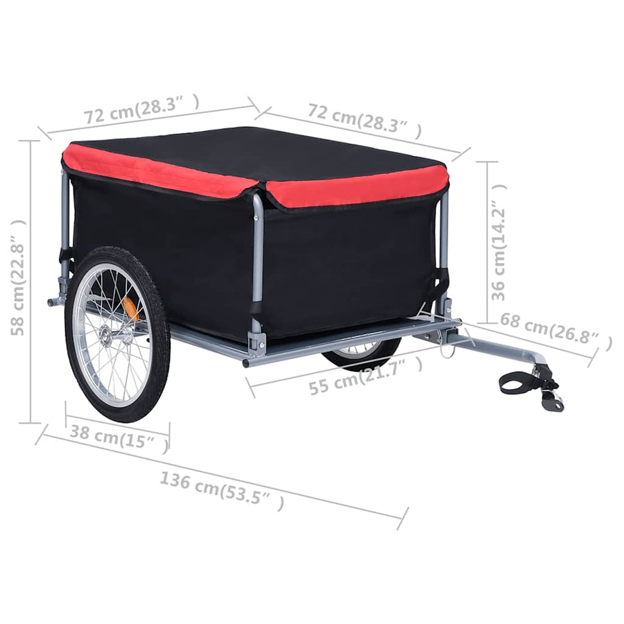 Fietstrailer 65 Kg Zwart en rood