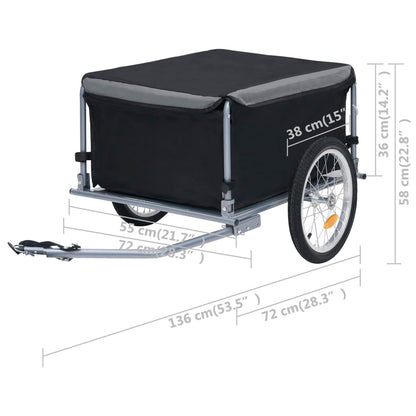 Fietstrailer 65 Kg Zwart en grijs
