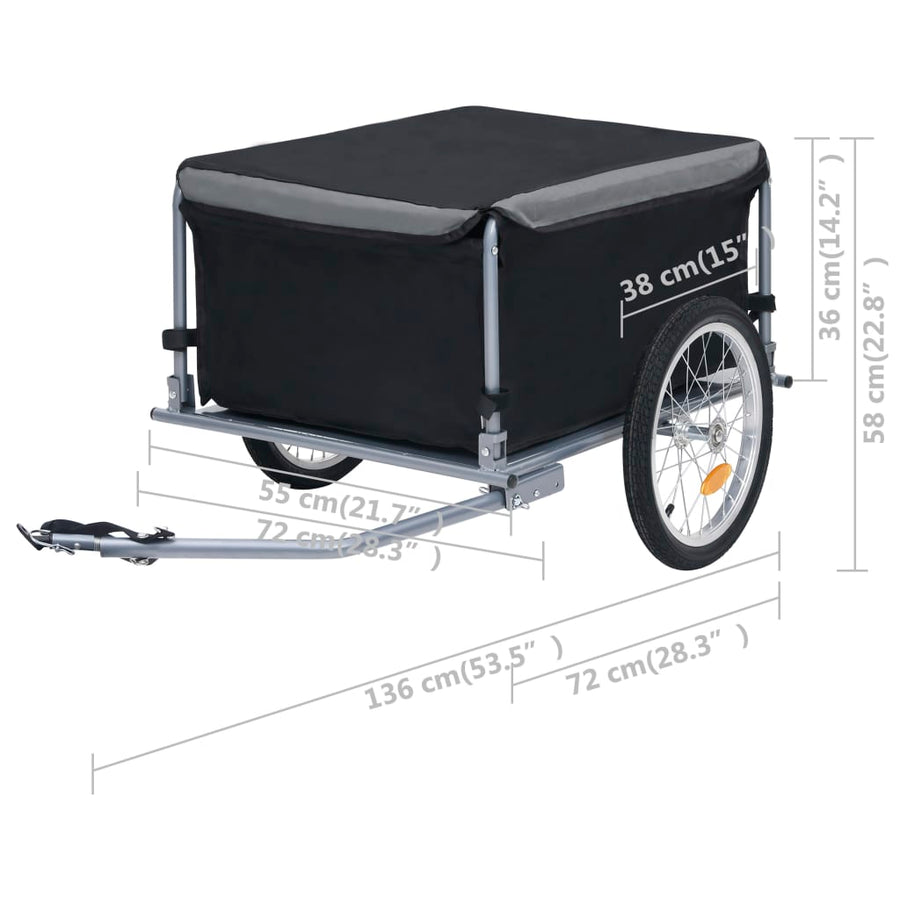 Fietstrailer 65 Kg Zwart en grijs