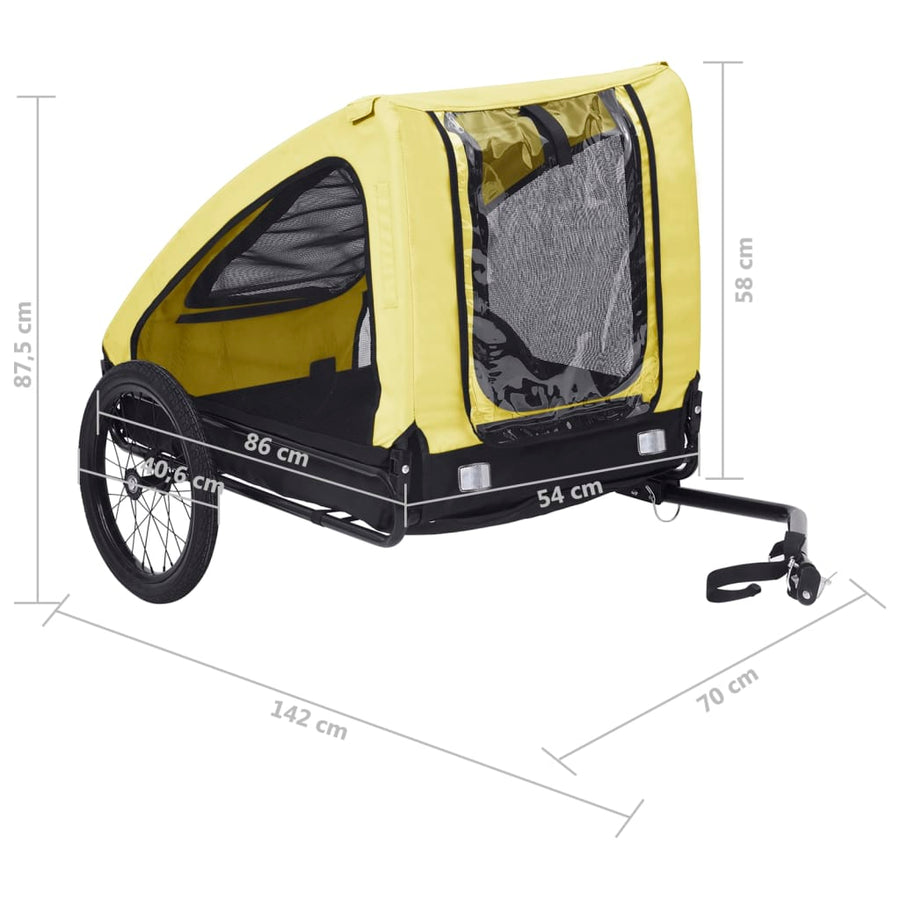 Hondenfietstrailer Geel en zwart