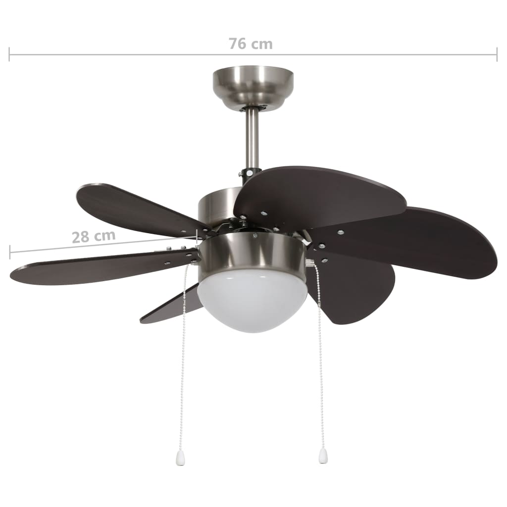 Plafondventilator Met Lamp 76 Cm Donkerbruin