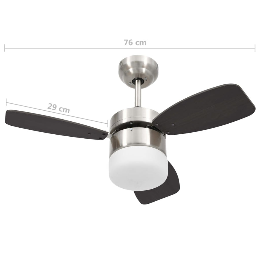 Plafondventilator met lamp afstandsbediening 76 cm donkerbruin Ø 76 x 41.5 cm Donkerbruin