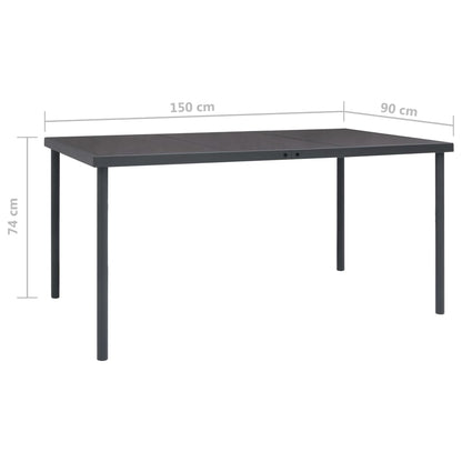 Tuintafel Staal Antracietkleurig 150 x 90 x 74 cm