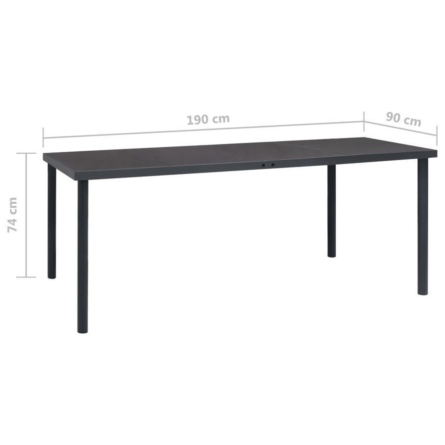Tuintafel Staal Antracietkleurig 190 x 90 x 74 cm