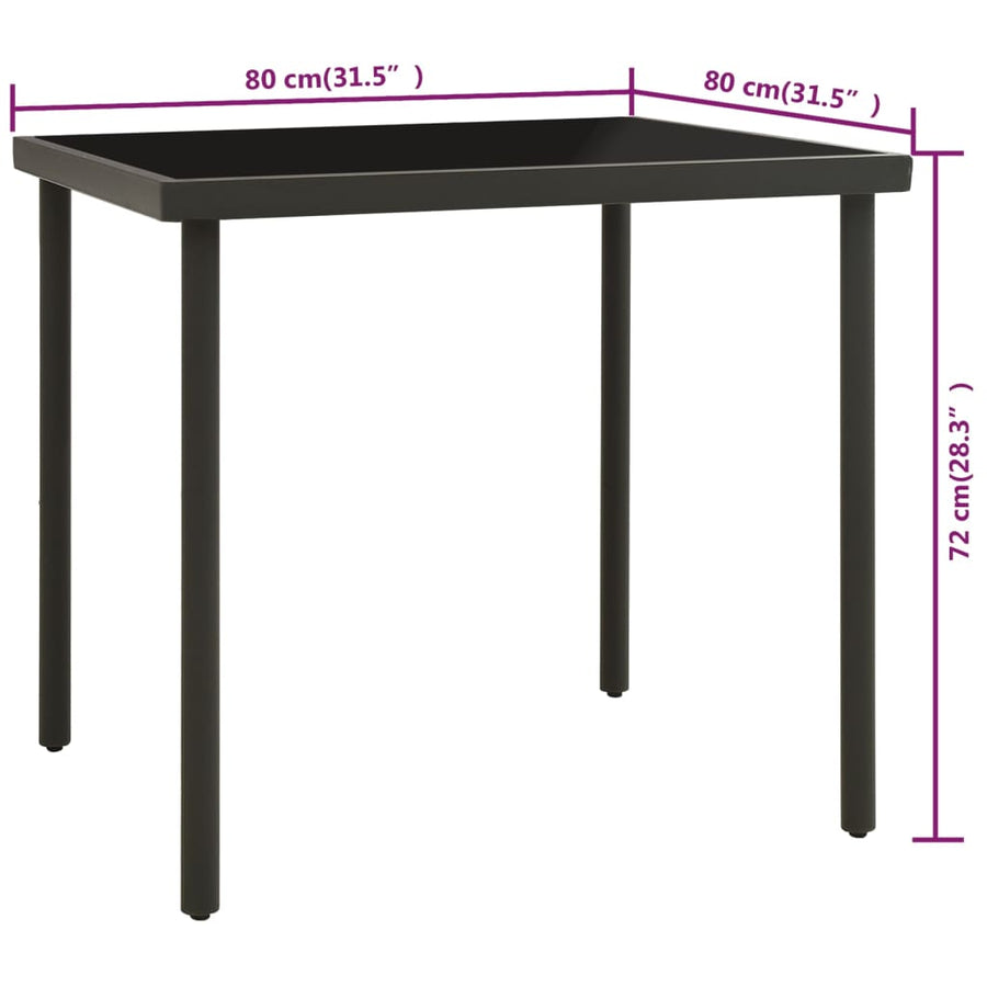 Tuintafel 80X80X72 Cm Glas En Staal Kleurig Antraciet