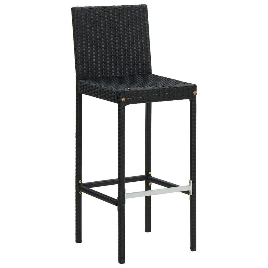 Tuinbarkrukken Met Kussens Poly Rattan 2 Zwart