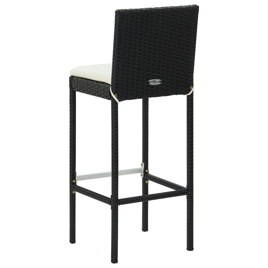 Tuinbarkrukken Met Kussens Poly Rattan 2 Zwart