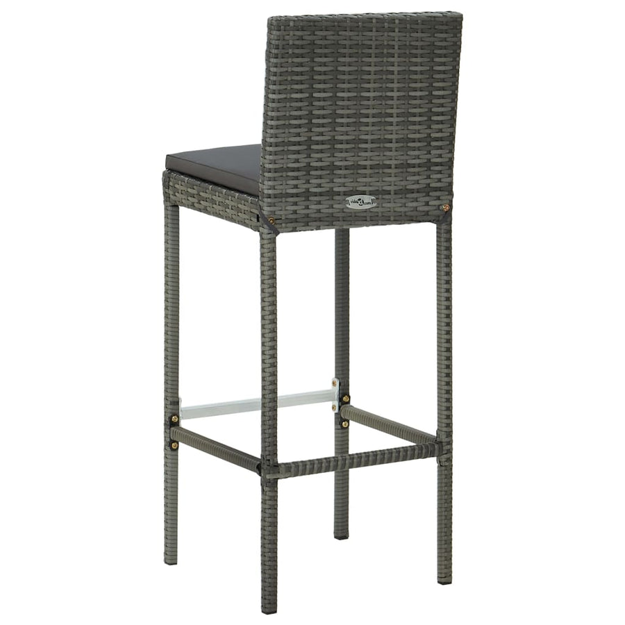 Tuinbarkrukken Met Kussens Poly Rattan 2 Grijs